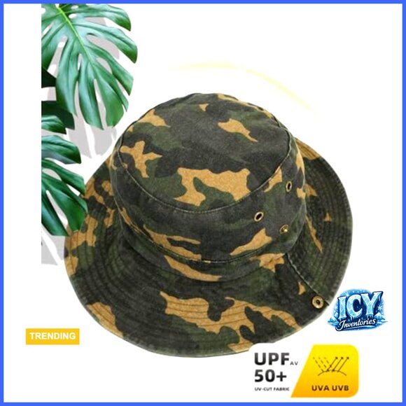 Unisex UPF50+ Cotton Bucket Hat, Adjustable Wide Brim Sun Protection main image 5